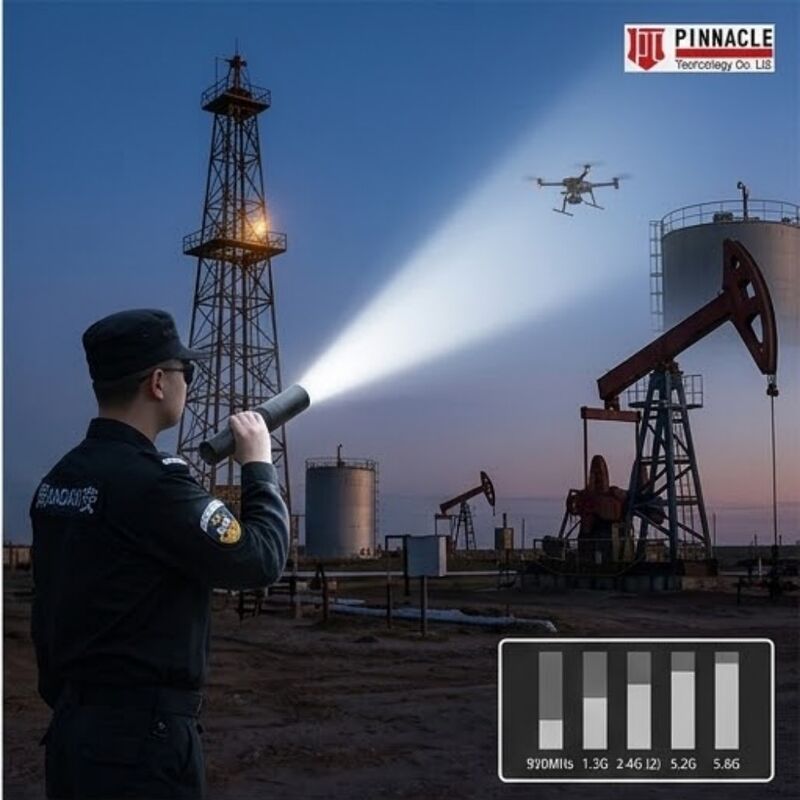 Rango de 500m IP65 impermeable 1kg linterna ligera anti-drone jammer defensa táctica UAS portátil
